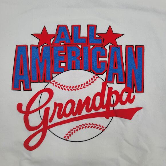 Vintage Baseball Grandpa Sweatshirt L/XL 24x24 Boxy Cropped - Picture 9 of 12
